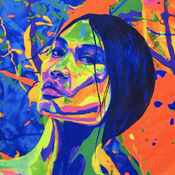 Aofmoka Blacklight Fluorescent UV Tshirt Men Size S Women Faces Neon Club Party - Picture 3 of 11